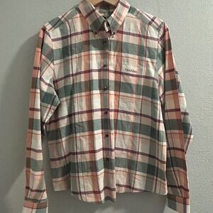 Rockies Plaid Button Up Long Sleeve Collared Shirt Pocket Front Womens‎ L
